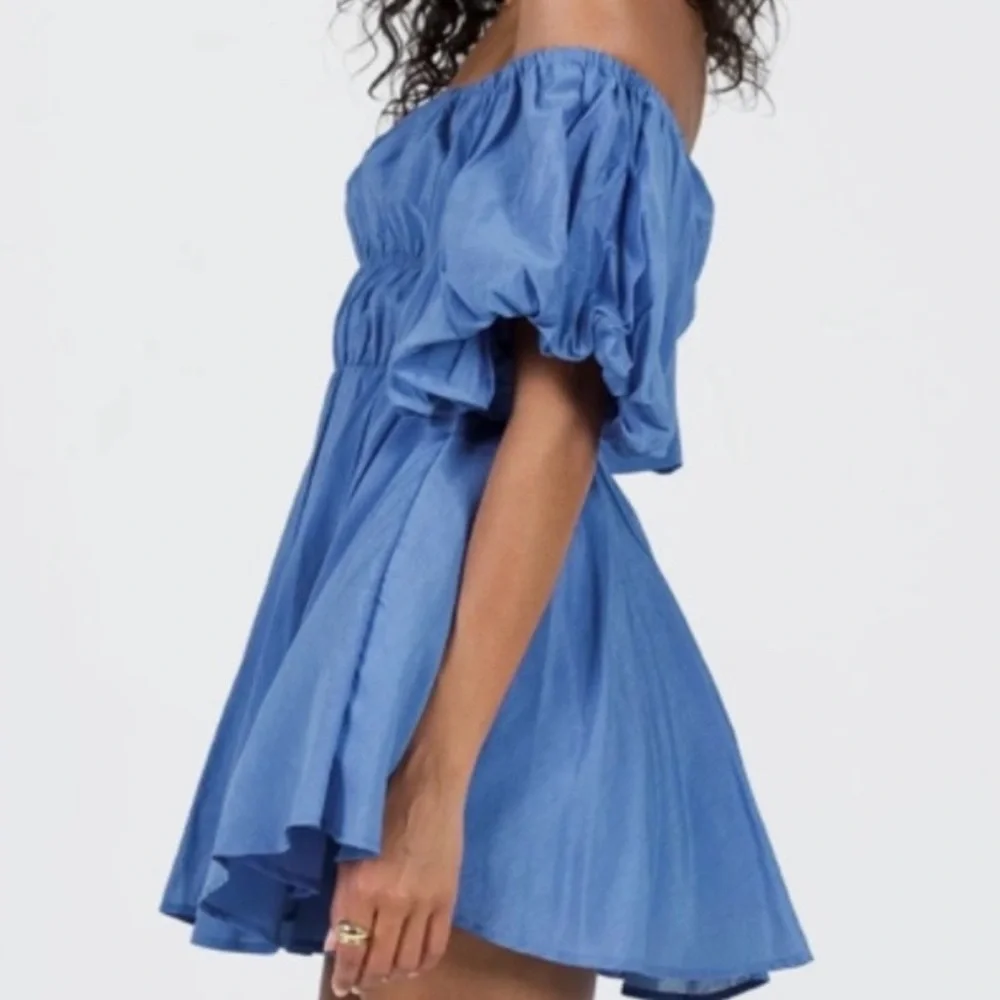 Princess Polly Halton Puff Sleeve Mini Blue Dress Size 4 - Picture 6 of 10